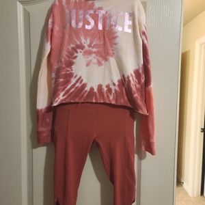 Justice sz. 8 tye dye hoodie and active pants